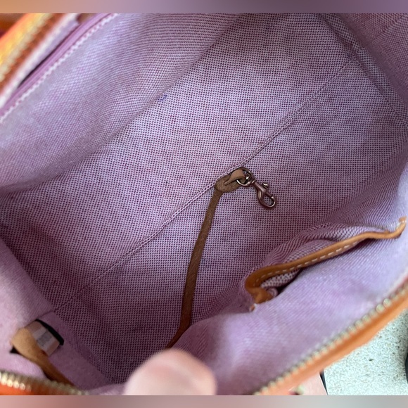 Dooney Orange Leather Satchel Barrel Bag 28cm - Picture 11 of 13